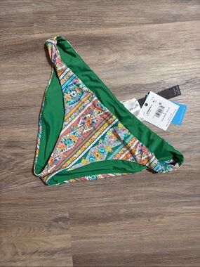 O'Neill Green Floral Stripe Bikini Bottoms